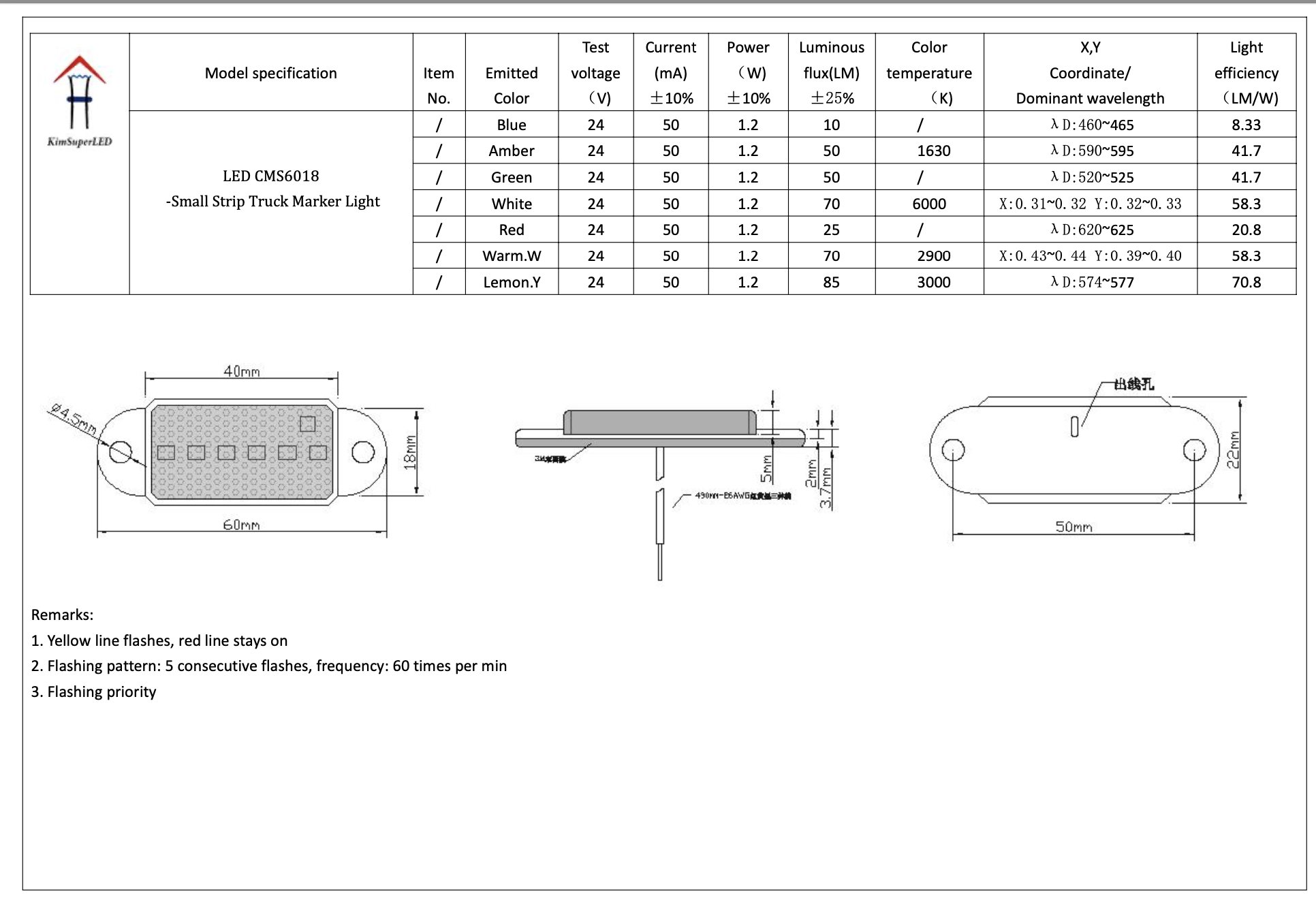 LED CMS6018-Small Strip Truck Marker Light
