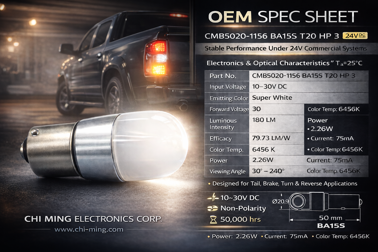 CMB5020-1156 BA15S T20 HP 3