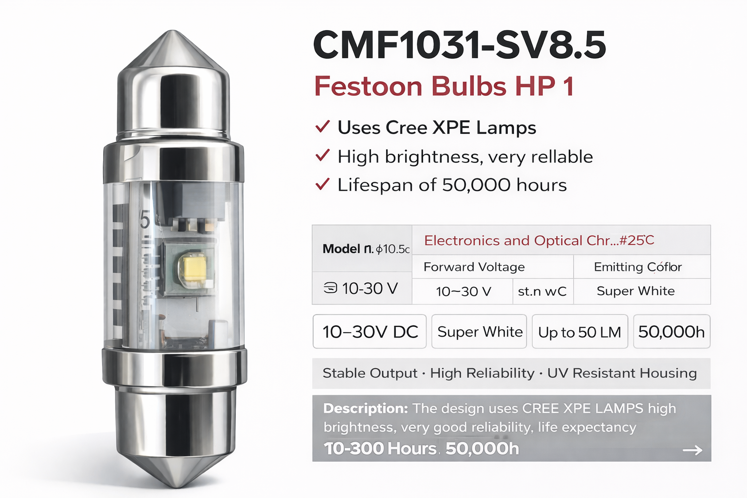 CMF1031-SV8.5 Festoon Bulbs HP 1
