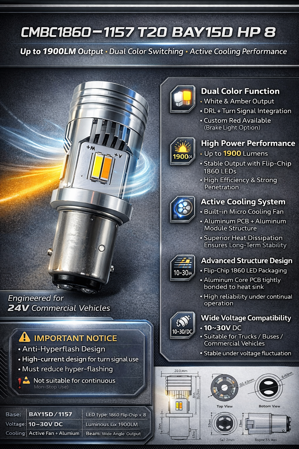 CMBC1860-1157 T20 BAY15D HP 8