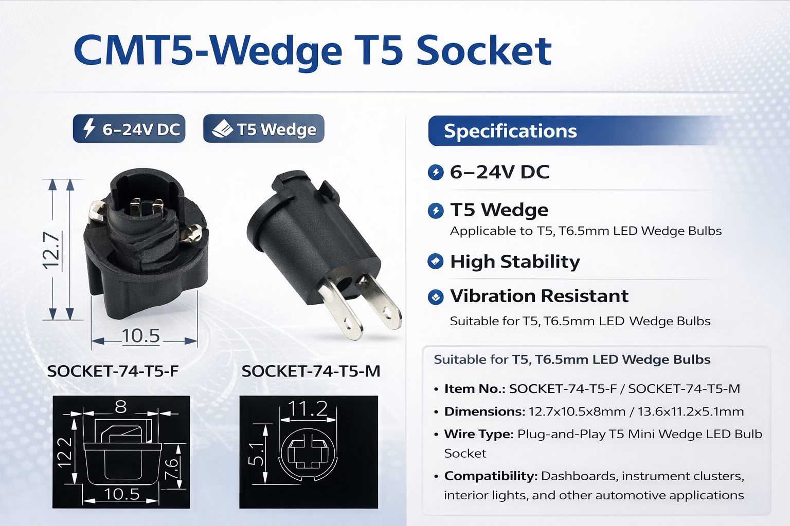 CMT5-Wedge T5 Socket
