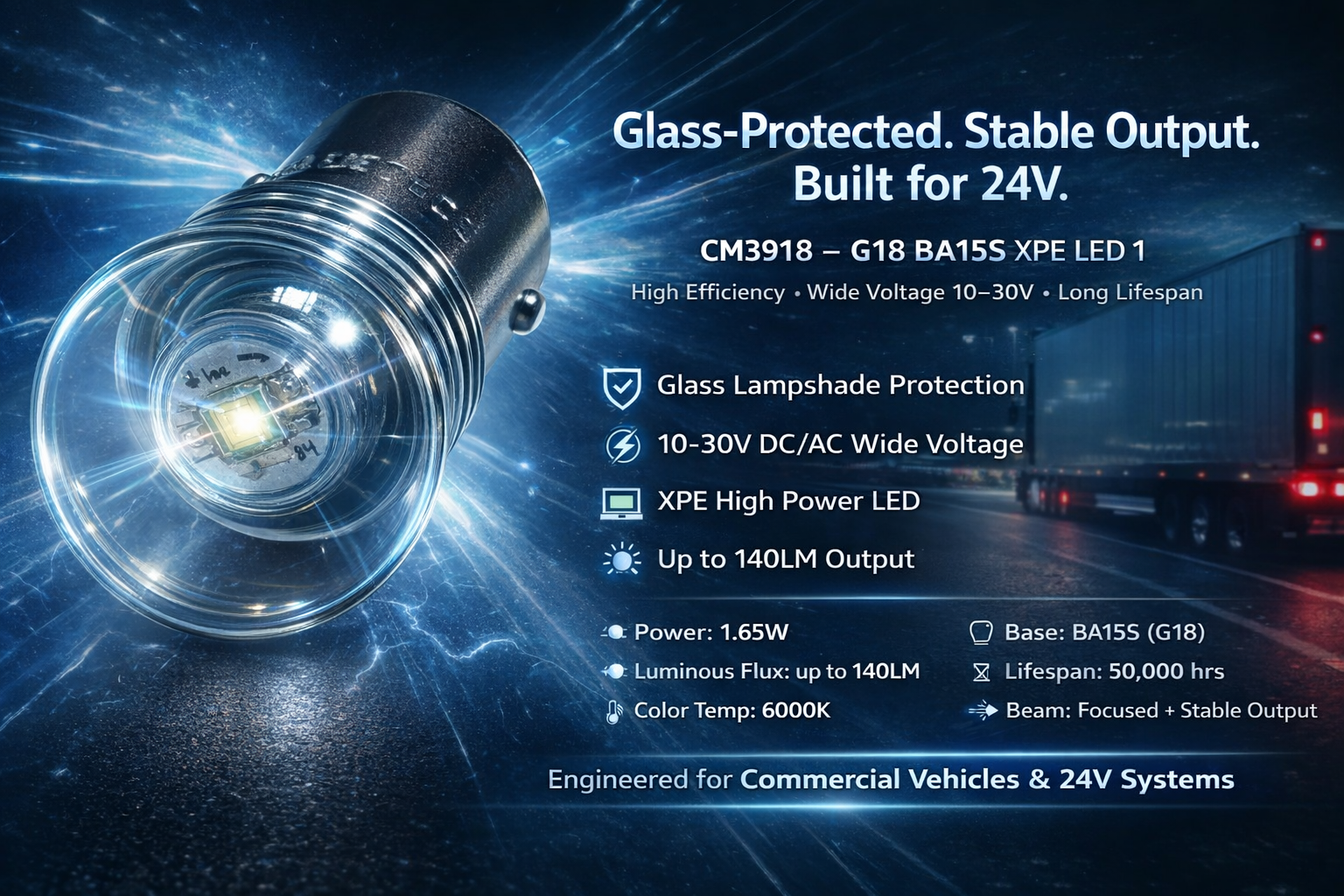 CM3918-G18 BA15S XPE LED 1