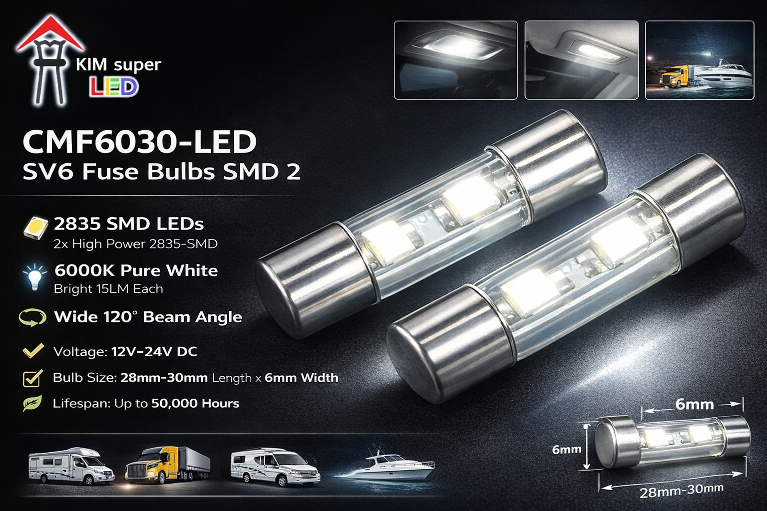 CMF6030-LED SV6 Fuse Bulbs SMD 2