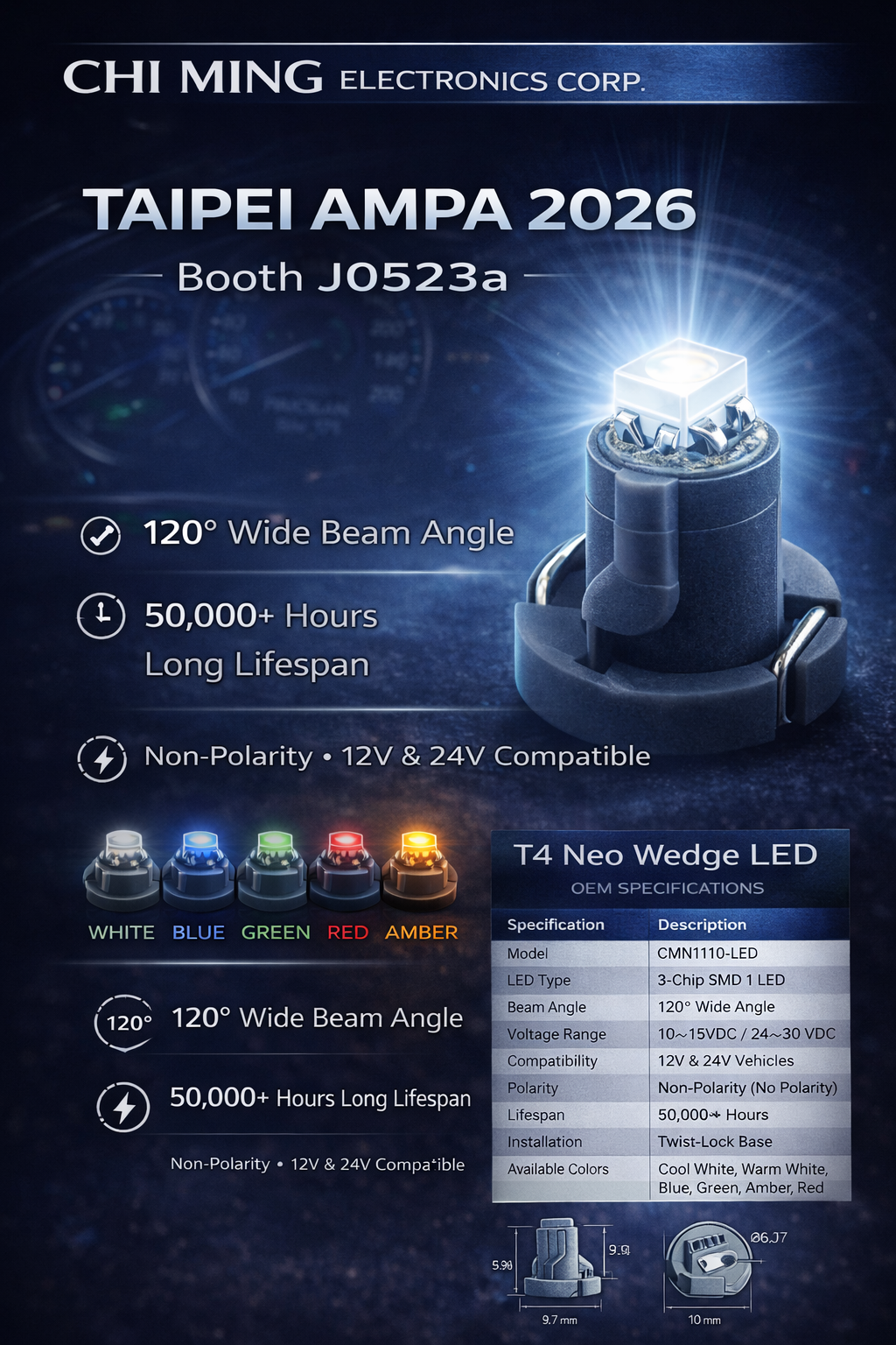 CM1110-LED Neo wedge T4 SMD 1 CM1110-LED Neo wedge T4 SMD 1