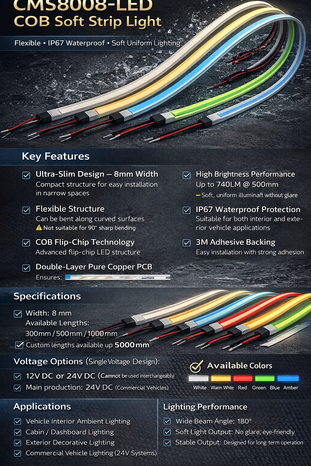 CMS8008-LED COB Soft Strip Light