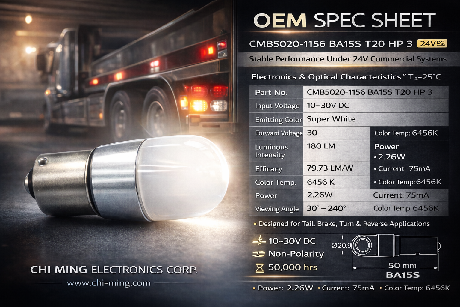 CMB5020-1156 BA15S T20 HP 3