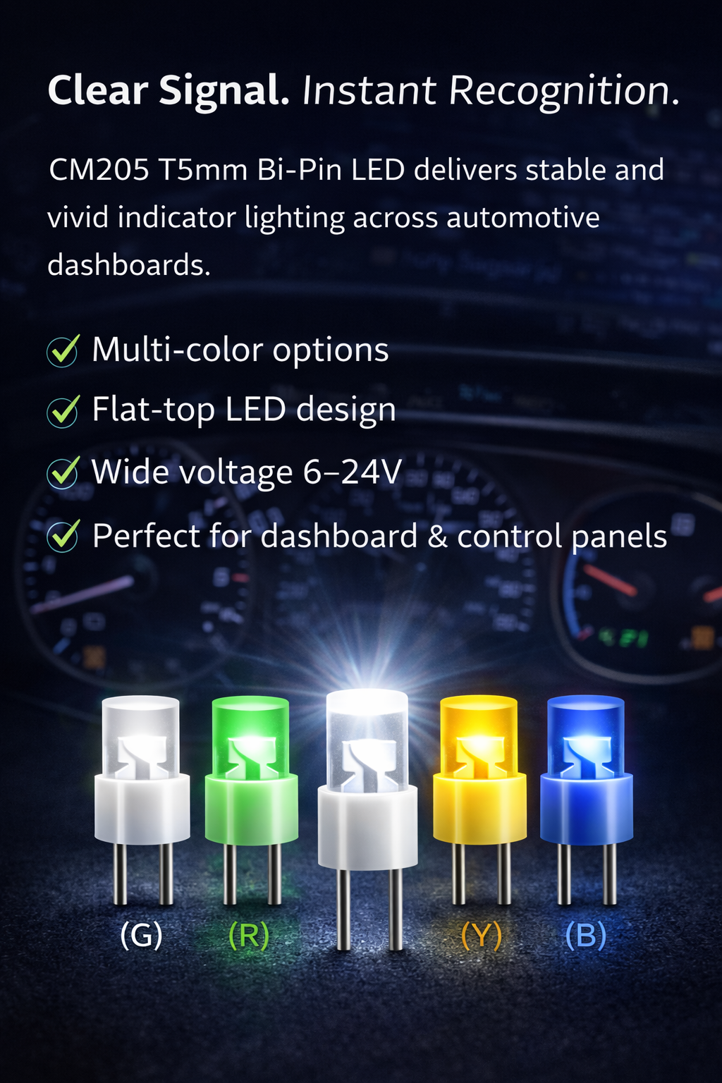 CM205-T5mm Bi-Pin LED Bulbs