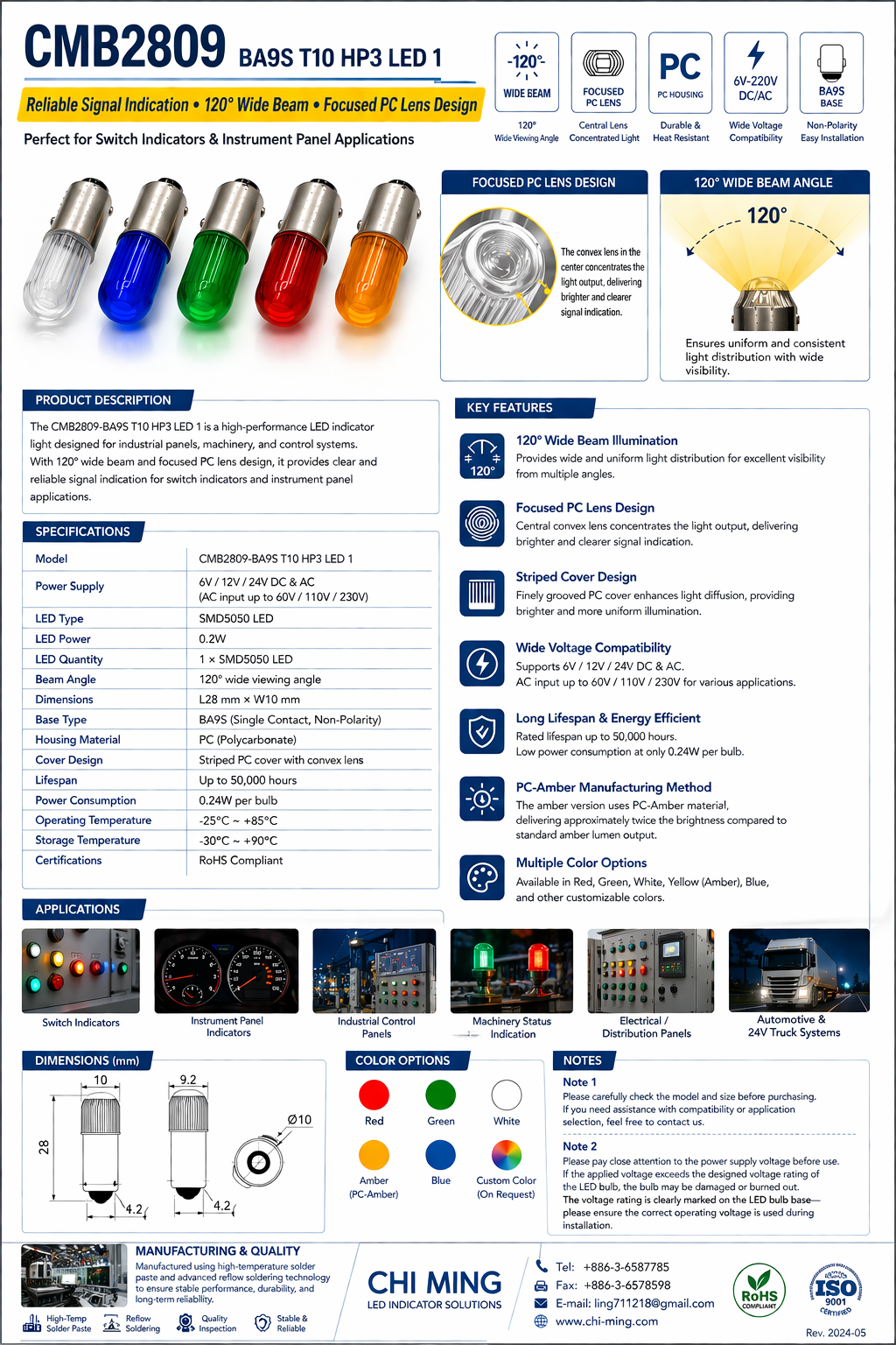 CMB2809-Ba9s T10 HP3 LED 1