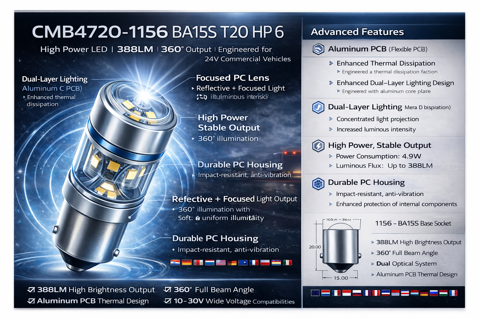 CMB4720-1156 BA15S T20 HP 6