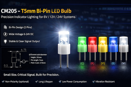 CM205-T5mm Bi-Pin LED Bulbs